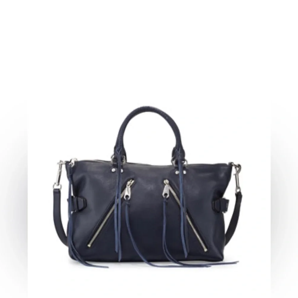 Rebecca Minkoff Navy Leather Satchel with Crossbody Strap